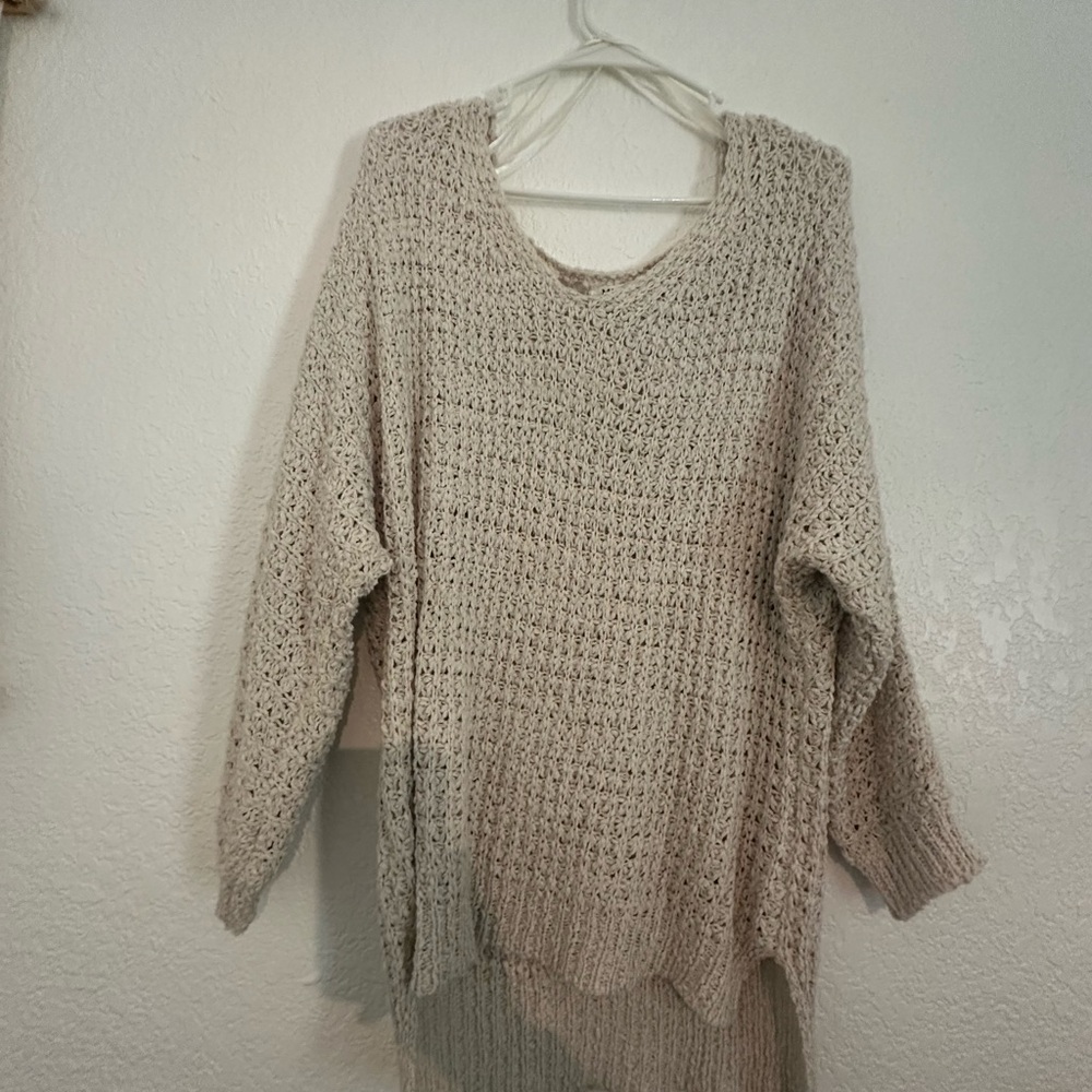 Miracle Cream Crew Neck Sweater with Chunky Knit
